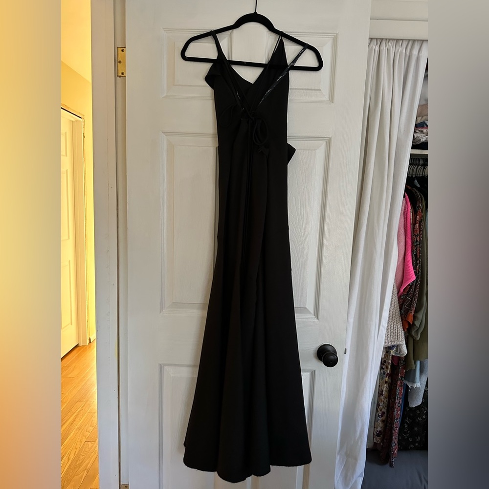 Black maxi dress with ruffle detail